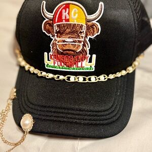 Black Kansas City Football Cap with Gold Chain
